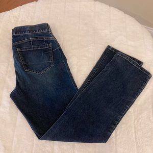 Code blue woman’s jeans.  Size 8, body sculpting with hidden elastic waistband.